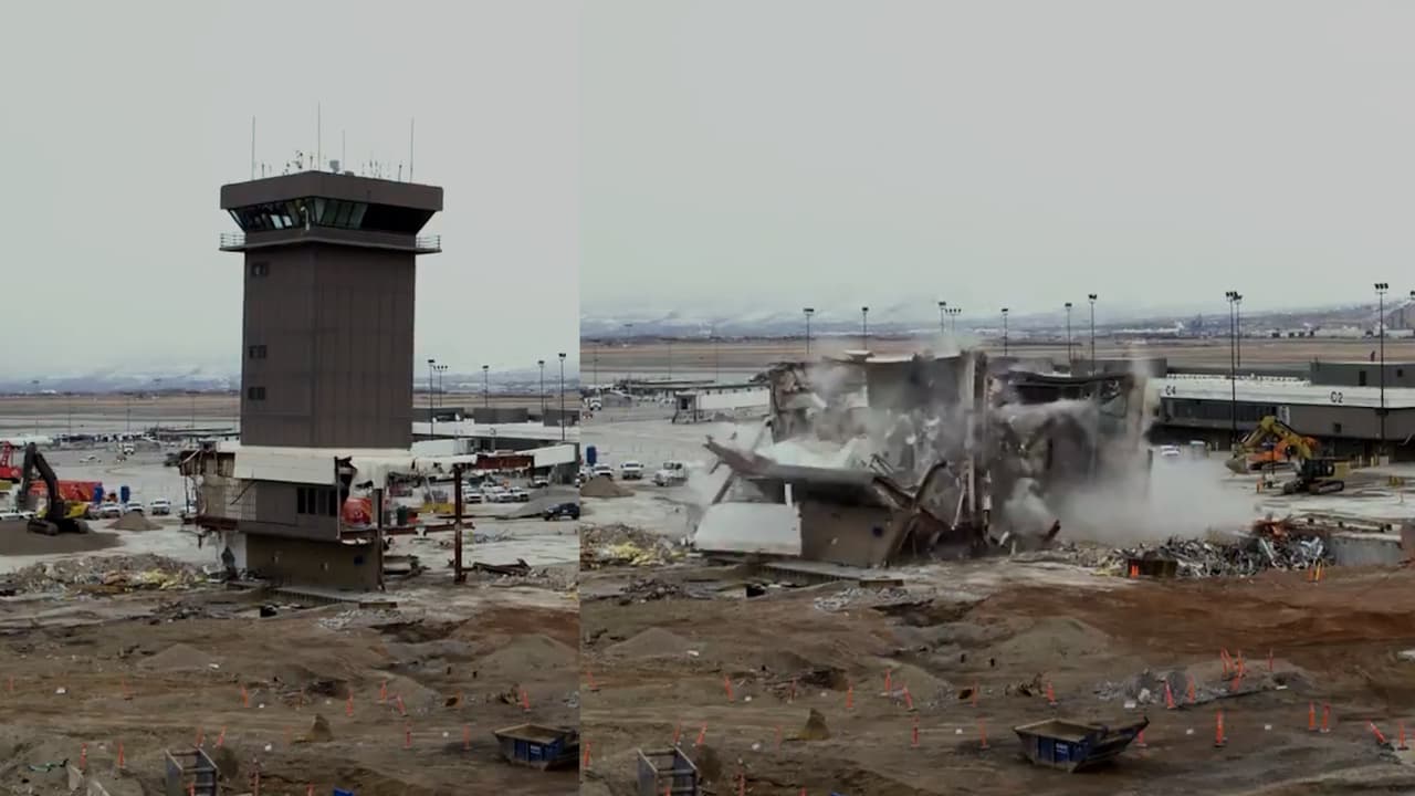 Derriban torre de control en el Aeropuerto Internacional de Salt Lake City