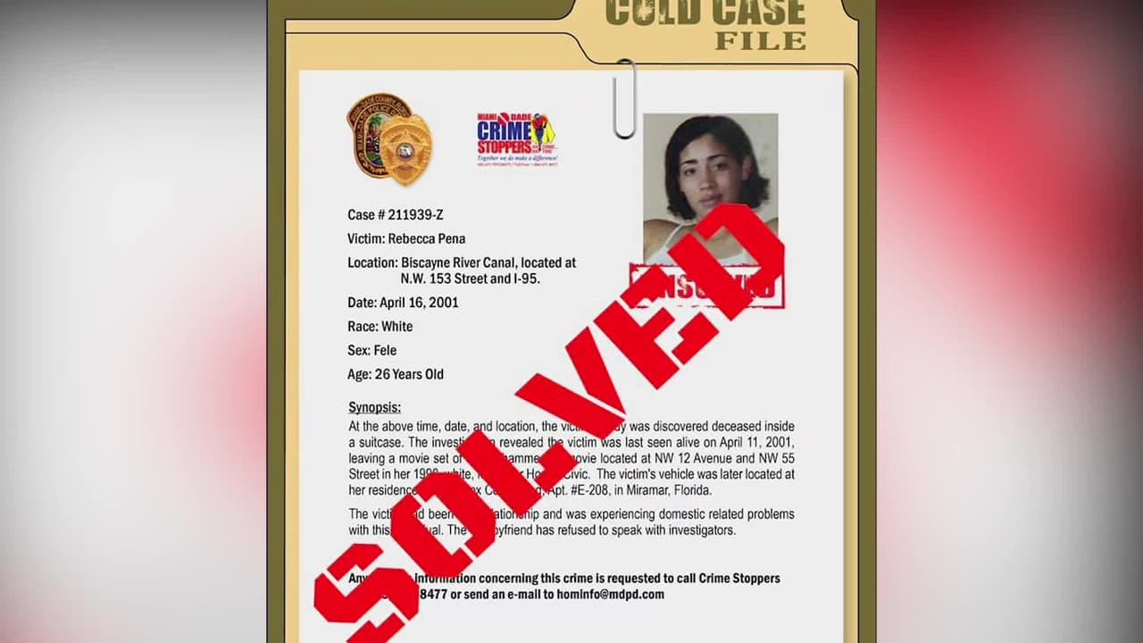 Realizan arresto en caso de mujer cuyo cadáver fue hallado flotando dentro de una maleta en un canal de Miami hace 19 años 