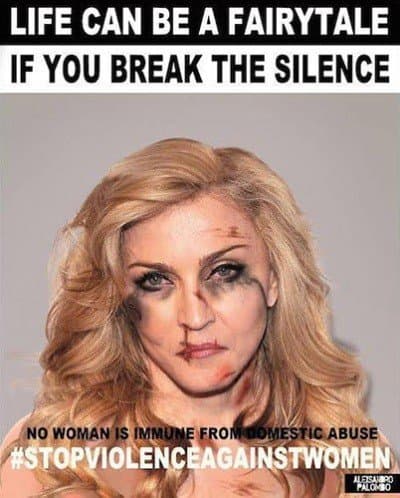 El artista Alexsandro Palombo logró llamar la atención del mundo al lanzar esta campaña llamada (La vida puede ser un cuento de hadas, si se rompe el silencio) en la que expone a varias famosas con golpes y moretones.