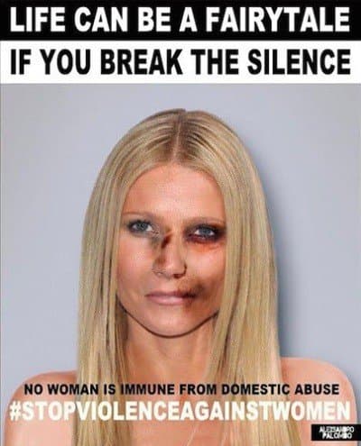 El artista Alexsandro Palombo logró llamar la atención del mundo al lanzar esta campaña llamada (La vida puede ser un cuento de hadas, si se rompe el silencio) en la que expone a varias famosas con golpes y moretones.