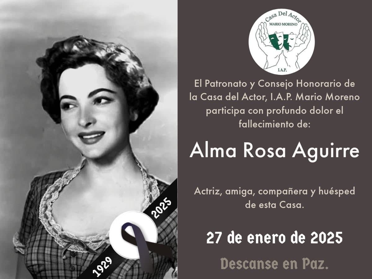 La actriz Alma Rosa Aguirre falleció a los 95 años.