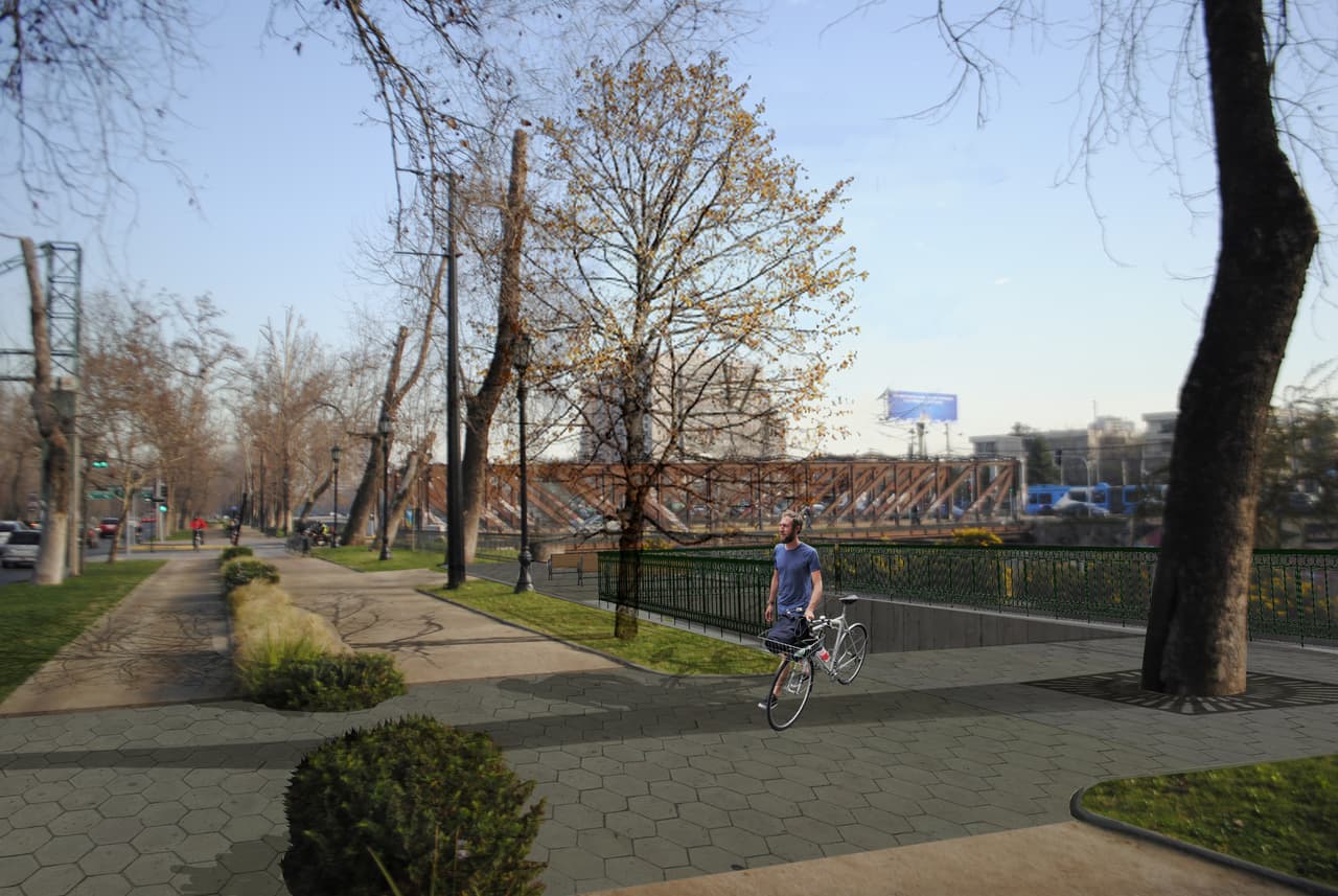 A nivel de la calle, esta será la vista de la entrada a la ciclovía.
