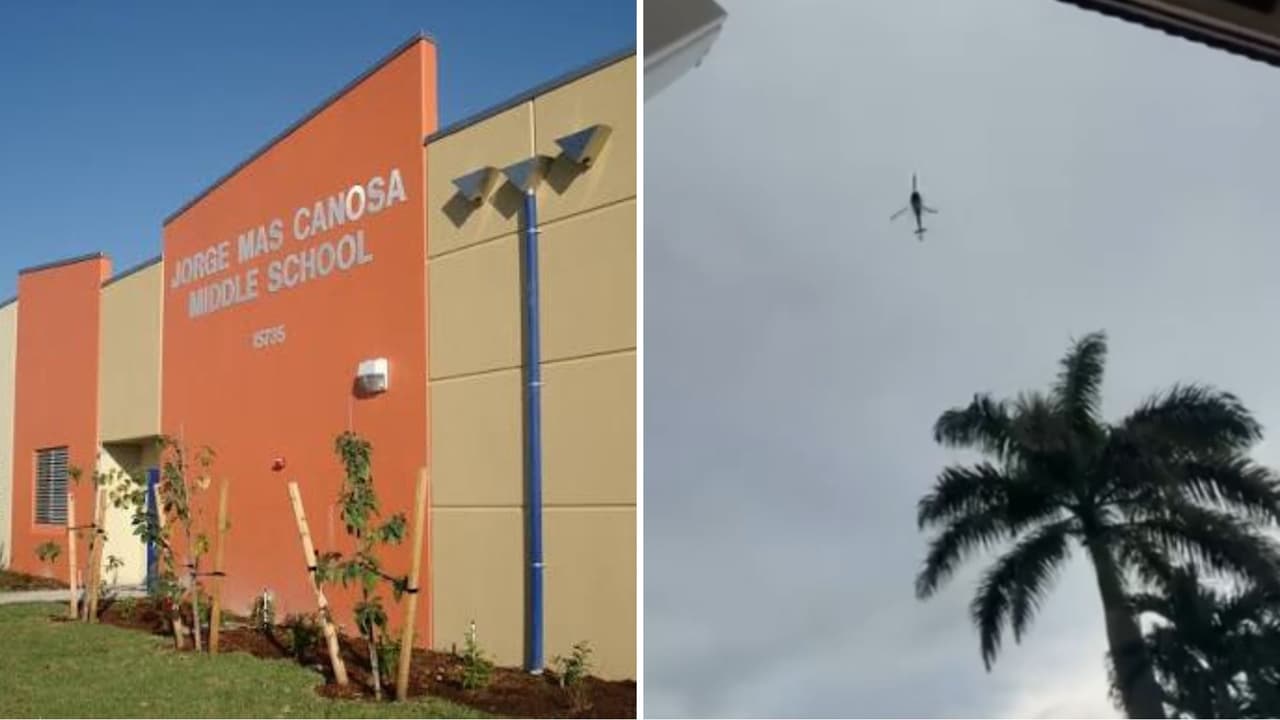 La escuela Jorge Mas Canosa Middle School fue puesta bajo cierre preventivo mientras policías investigaban la escena.