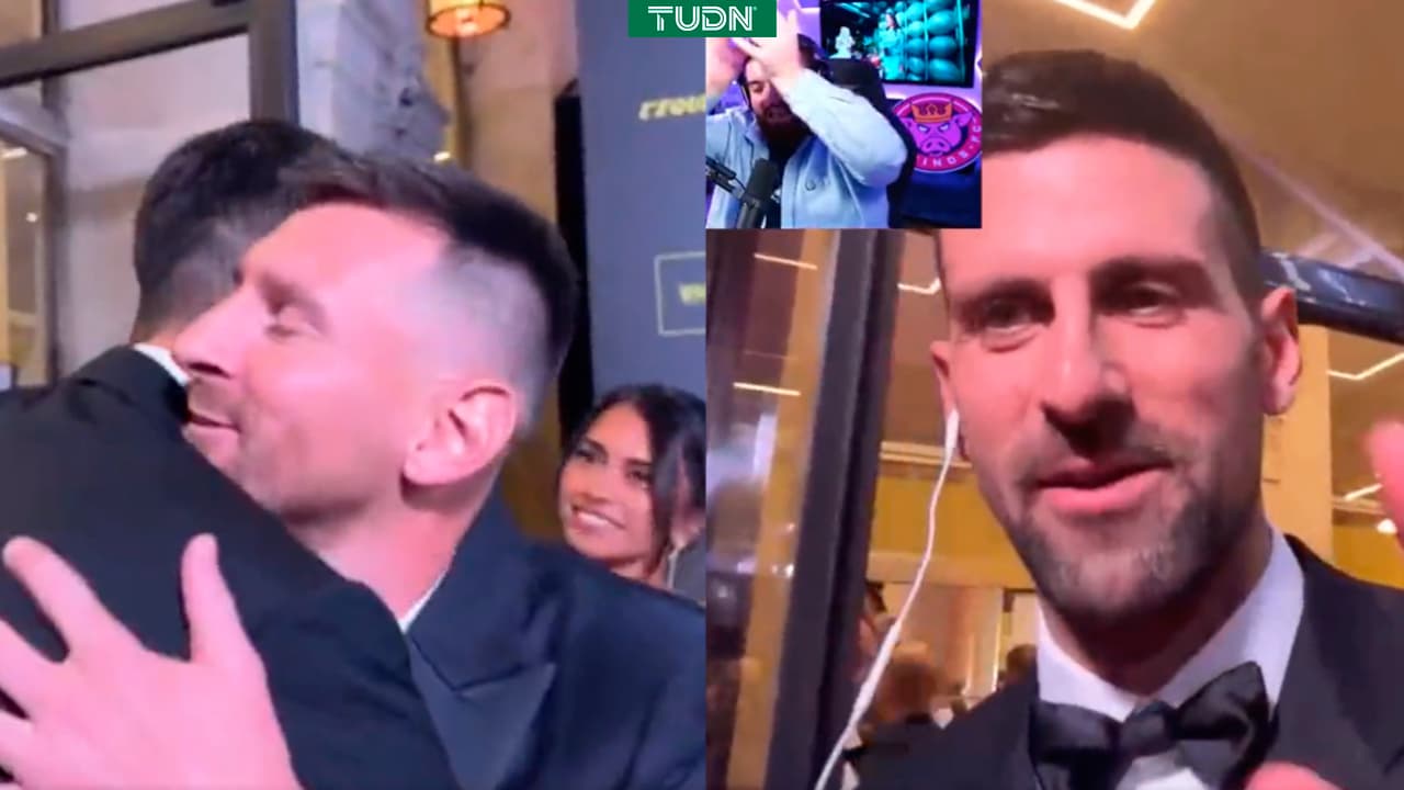 Djokovic abandona a Ibai para saludar a Messi en la gala del Balón de Oro