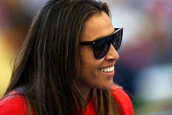 Muy sonriente Marta, la estrella brasileña del fútbol.
