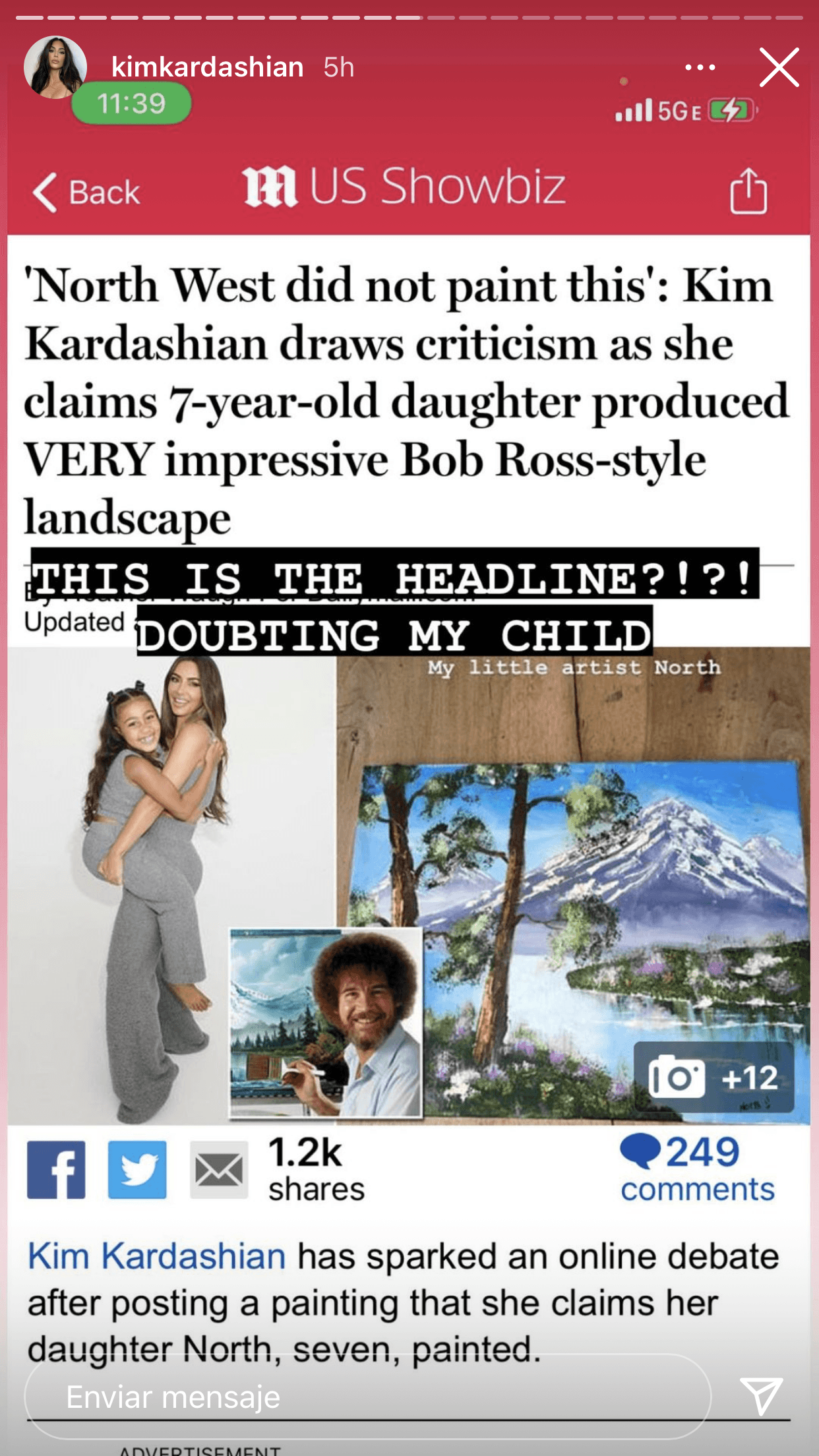 Otros se burlaron comparándola con el estilo de los paisajes que solía pintar el fallecido Bob Ross en televisión.
<br>