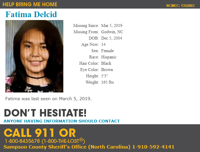 Niños y Adolescentes hispanos extraviados en Carolina del Norte