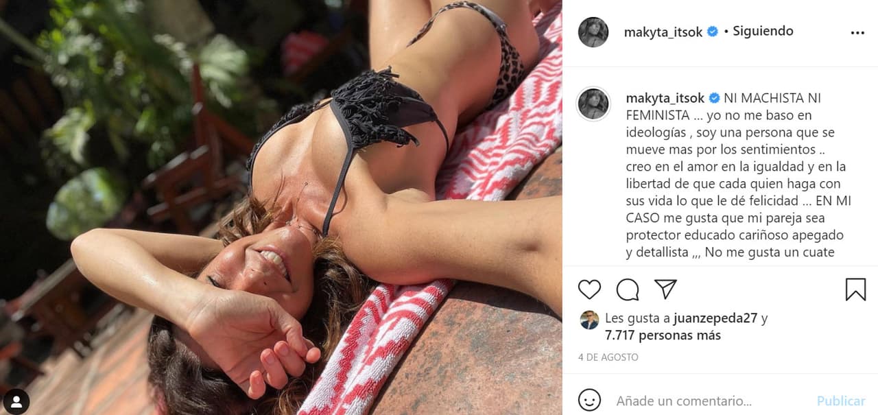 "Me gusta 
<b><a href="https://www.instagram.com/p/CSLIeVCLmZ7/" target="_blank">que mi pareja sea protector</a></b>, educado, cariñoso apegado y detallista. No me gusta un cuate que no esté pendiente de mi", agregó. 
<br>