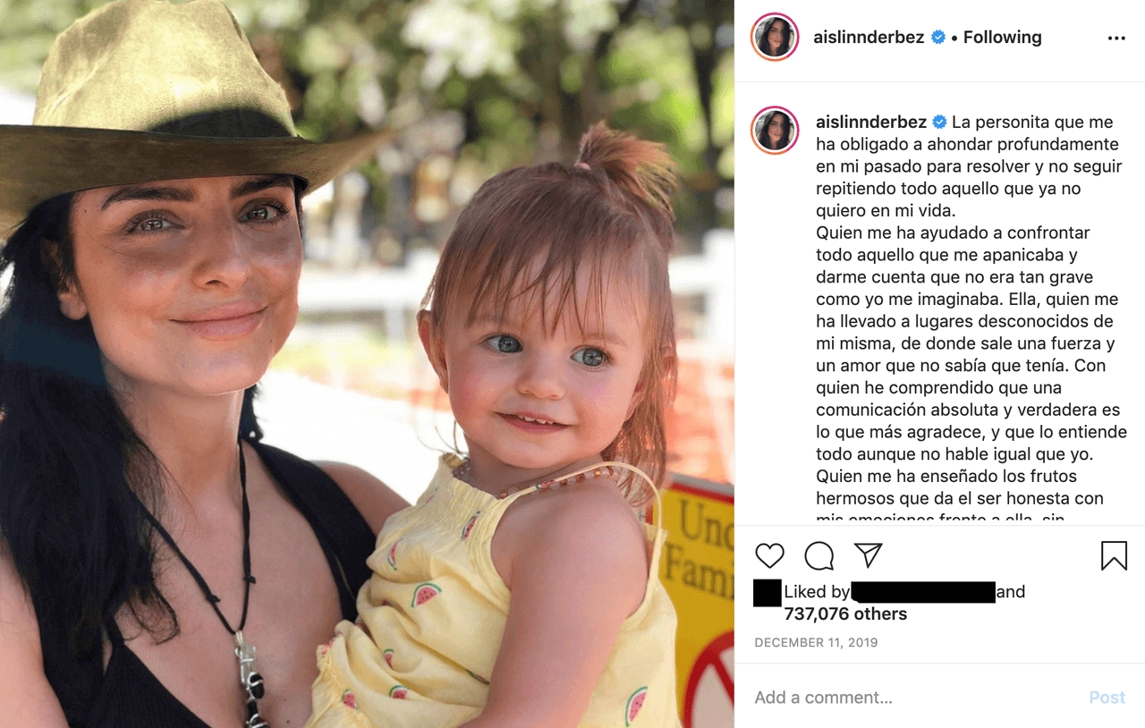 Desde septiembre del año pasado, cada vez eran menos las publicaciones de Aislinn en las que podía verse a Ochmann y, por el contrario, quien ocupaba el protagonismo era Kailani, quien "me ha ayudado a confrontar todo aquello que me apanicaba".