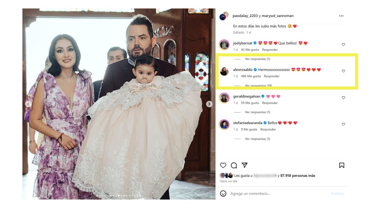 Alessandra Rosaldo reaccionó a las fotos del bautizo de Tessa.