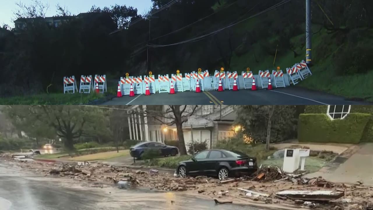 Múltiples deslaves obligan al cierre de un tramo de Mulholland Drive en Studio City