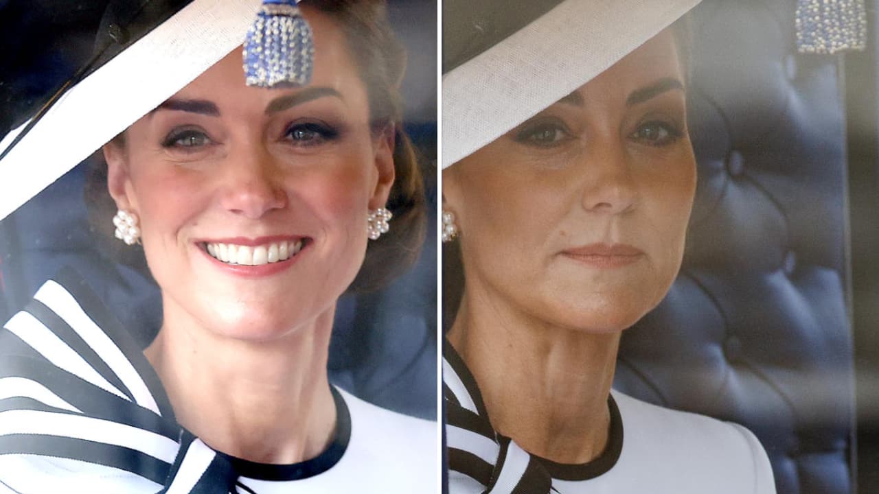 Kate Middleton dentro de la carroza durante el Troopin The Colour 2024.