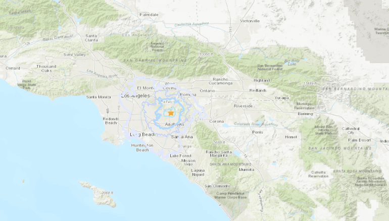 USGS reporta sismo de magnitud 3.0 en el área de Brea en el sur de California