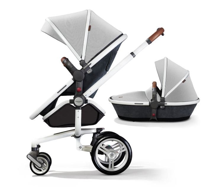 Como si se tratara de un auto Aston Martin, este cochecito tiene los materiales más finos.