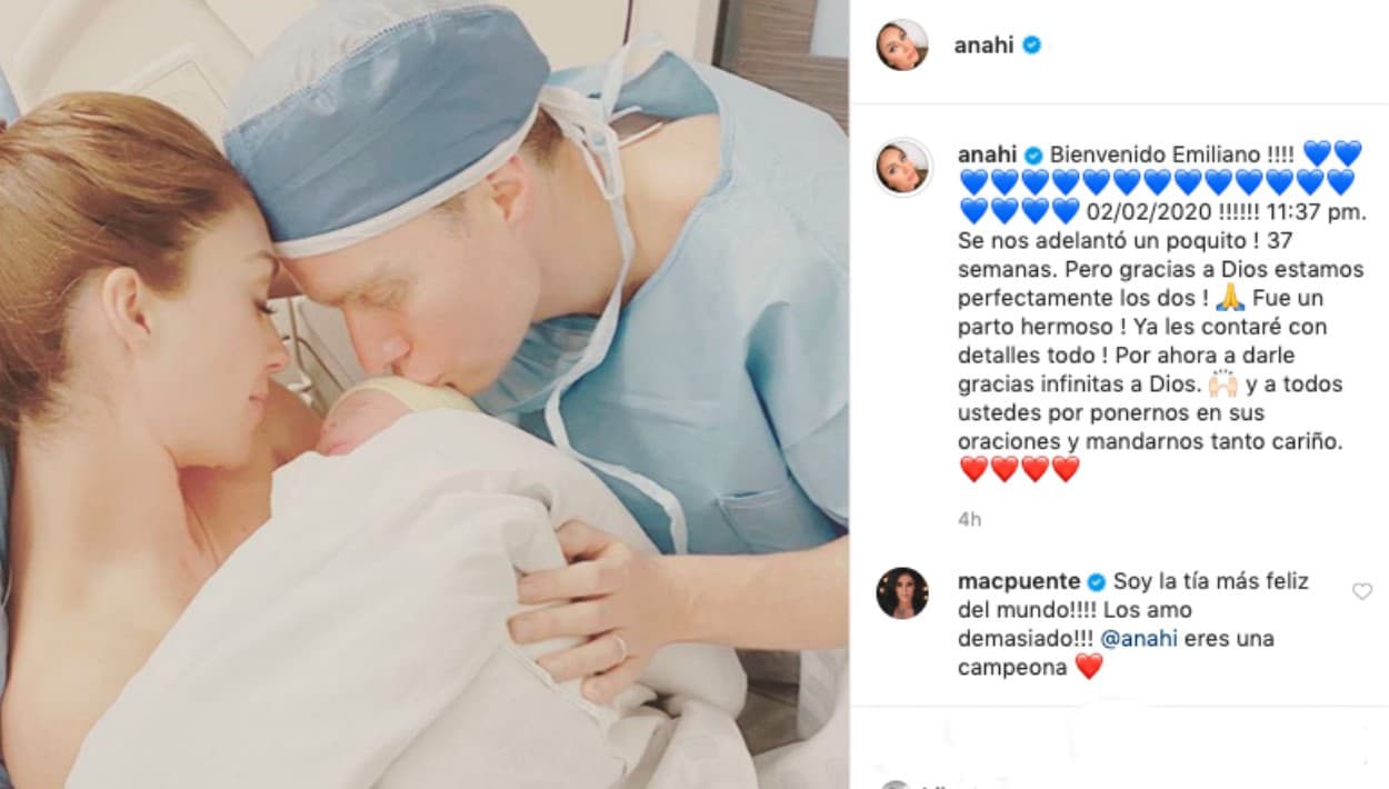El pasado 2 de febrero Anahí se convirtió en madre por segunda ocasión, Emiliano nació de manera prematura con 37 semanas "pero gracias a Dios estamos perfectamente", anunció la cantante en Instagram.