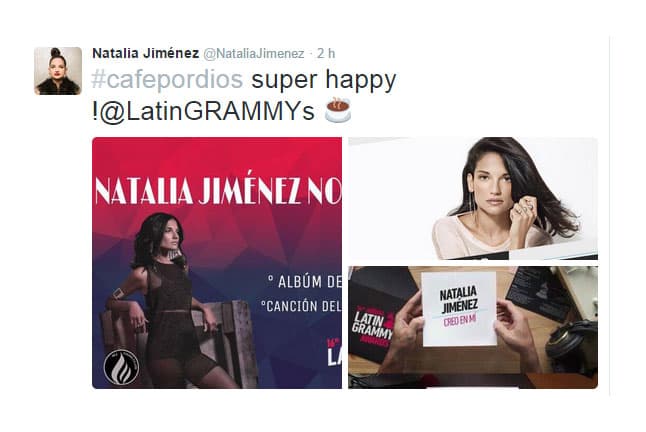 Super happy se puso Natalia Jiménez al escuchar su nombre en la lista de nominados.