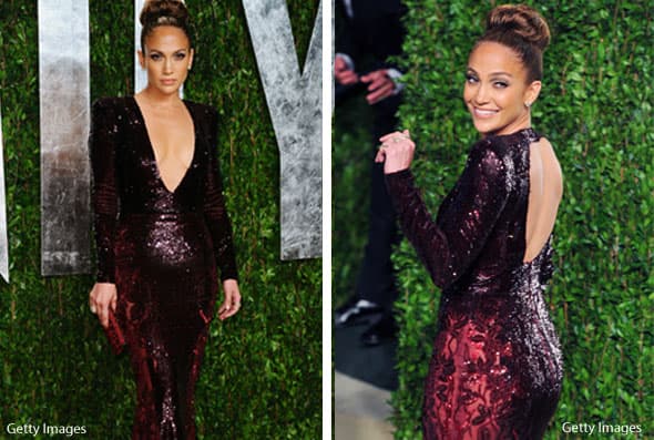 Para el after-party de los Premios Oscar de 2012 se puso este vestido, súper sobrio pero a la vez sexy.