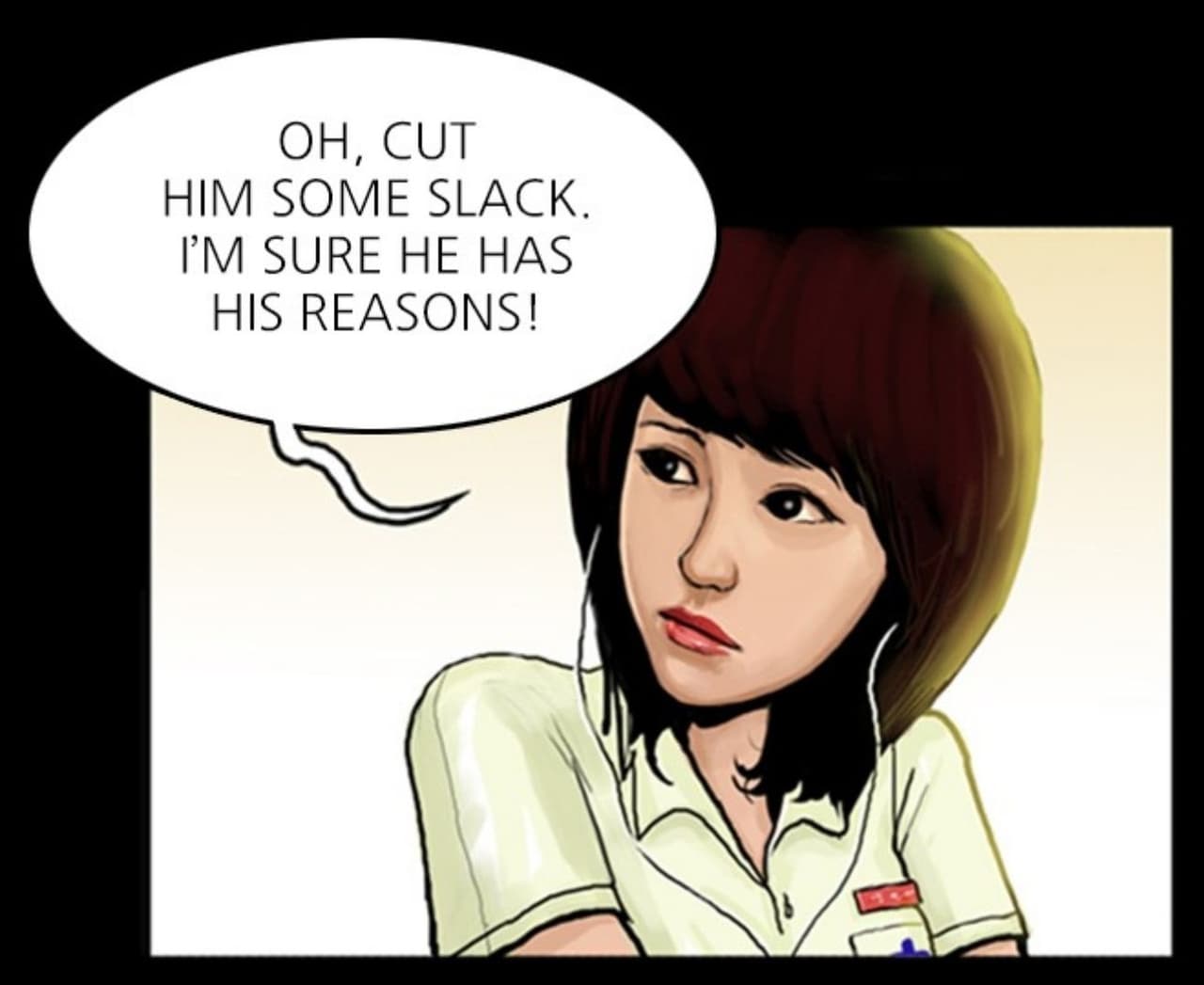 En cambio, en los dibujos originales sí participa e incluso en los primeros paneles del cómic defiende al profesor de Ciencias sobre el mal olor que tiene, según sus compañeros.