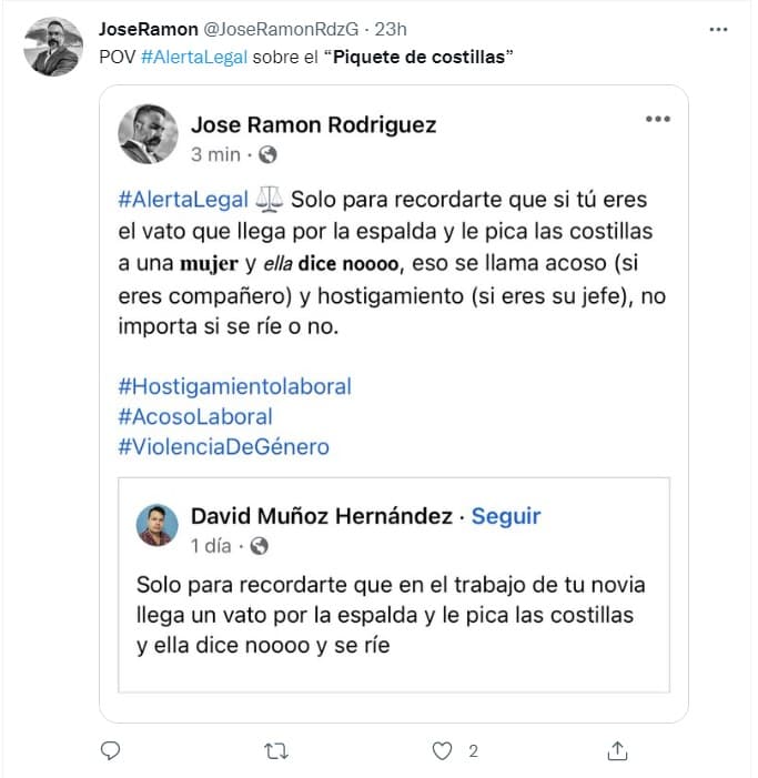 El piquete de costillas puede ser considerado como acoso