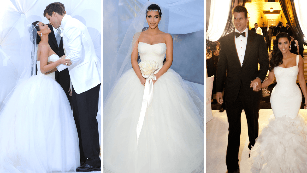 Kim Kardashian usó 3 vestidos de Vera Wang en su boda con Kris Humphries