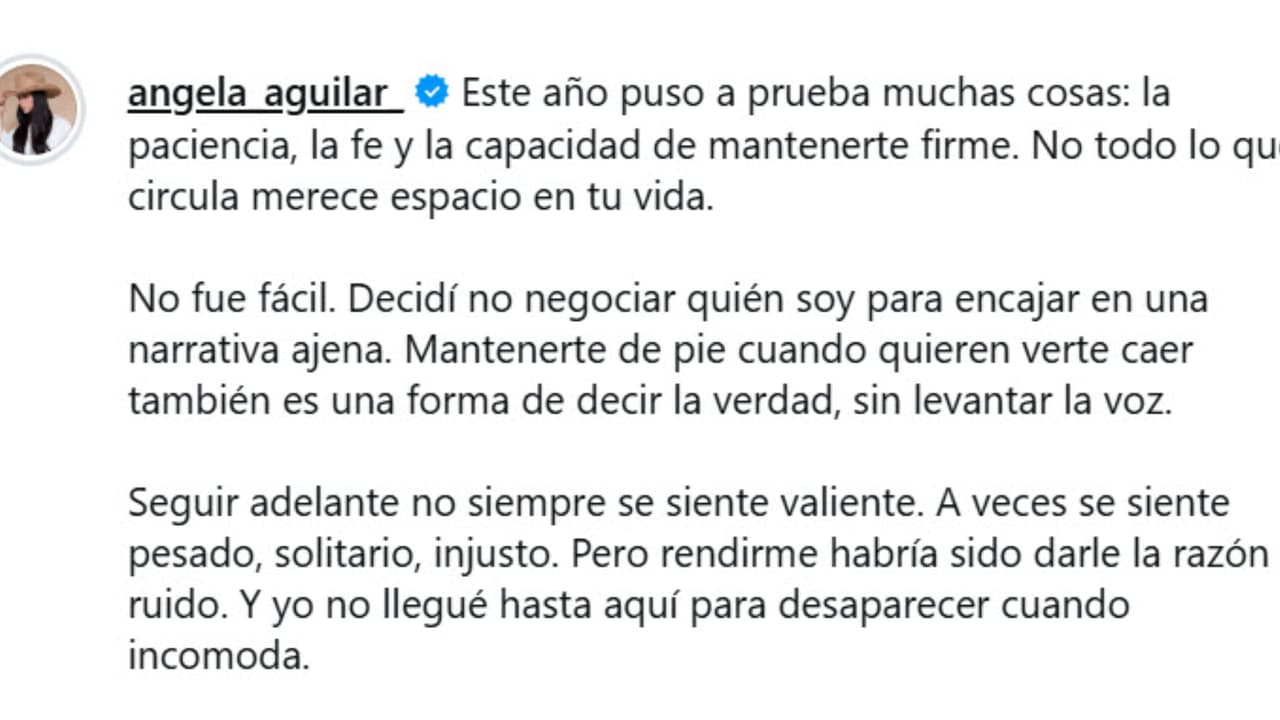 Este fue el revelador mensaje de fin de año de Ángela Aguilar.