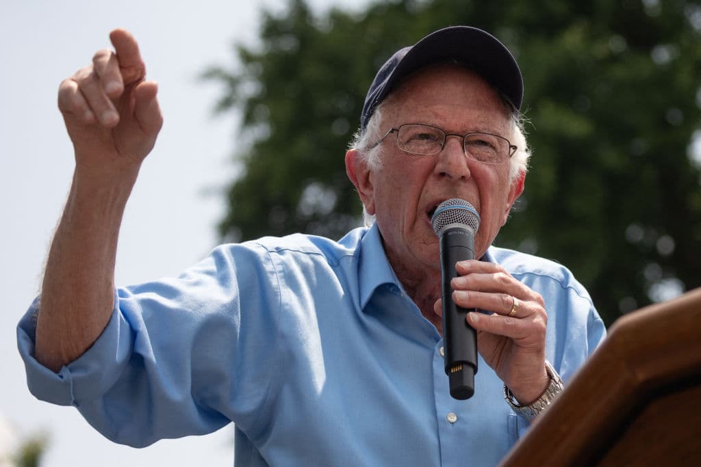 Bernie Sanders en un rally en Nueva York.