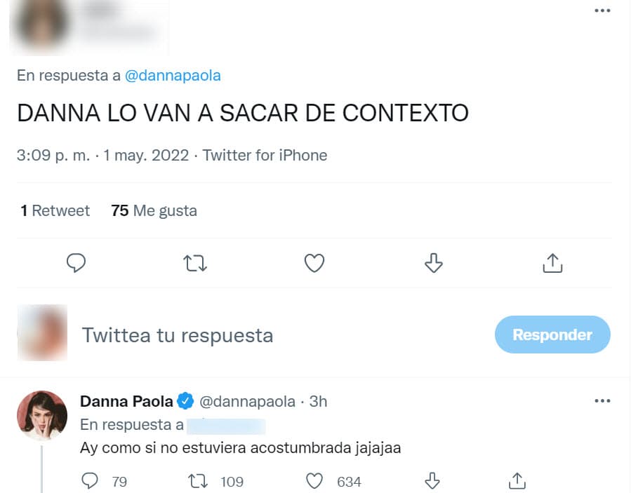 "Ay, 
<b>como si no estuviera acostumbrada</b>", respondió ante lo que se pudiera suscitar con sus mensajes. 
<br>