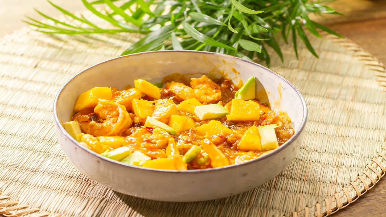 Camarones en salsa de mango y chipotle