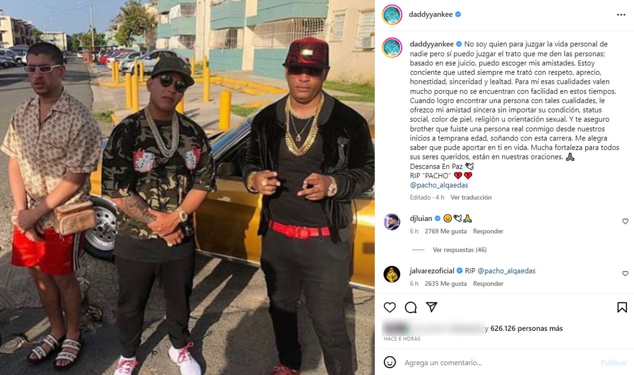 Daddy Yankee lamenta la muerte del cantante Pacho 'El Antifeka'.