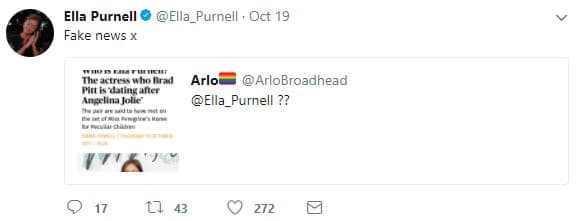 También catalogó como falsas las publicaciones que afirmaban su relación con Pitt: “Noticias Falsas.”