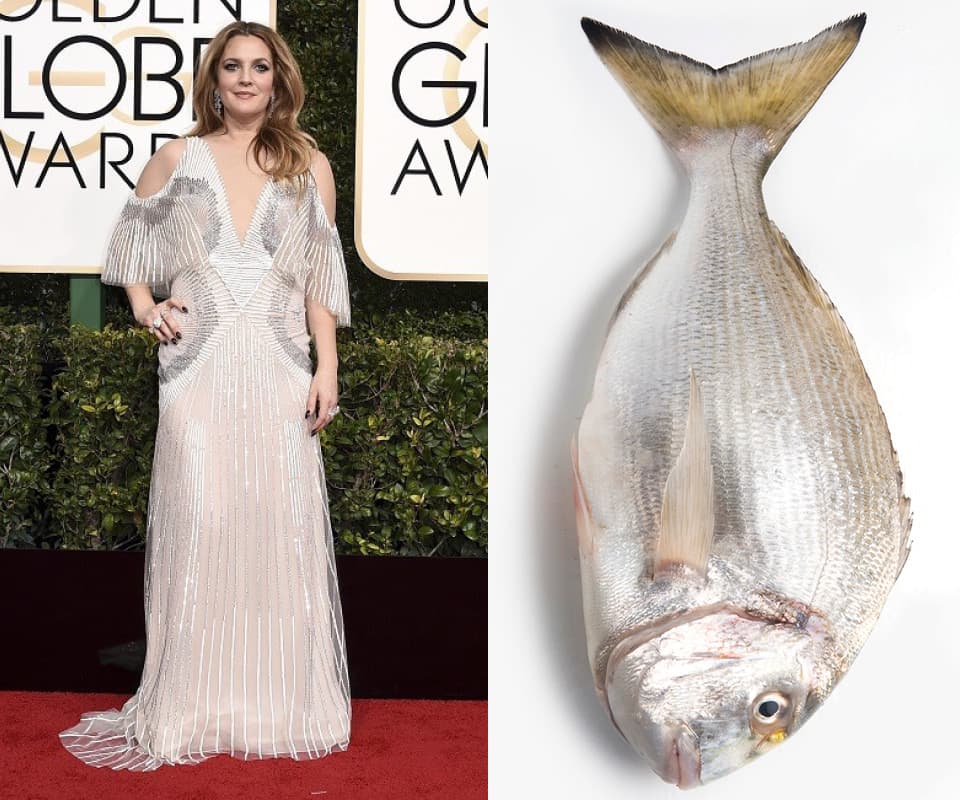 Drew Barrymore de Monique Lhuillier.