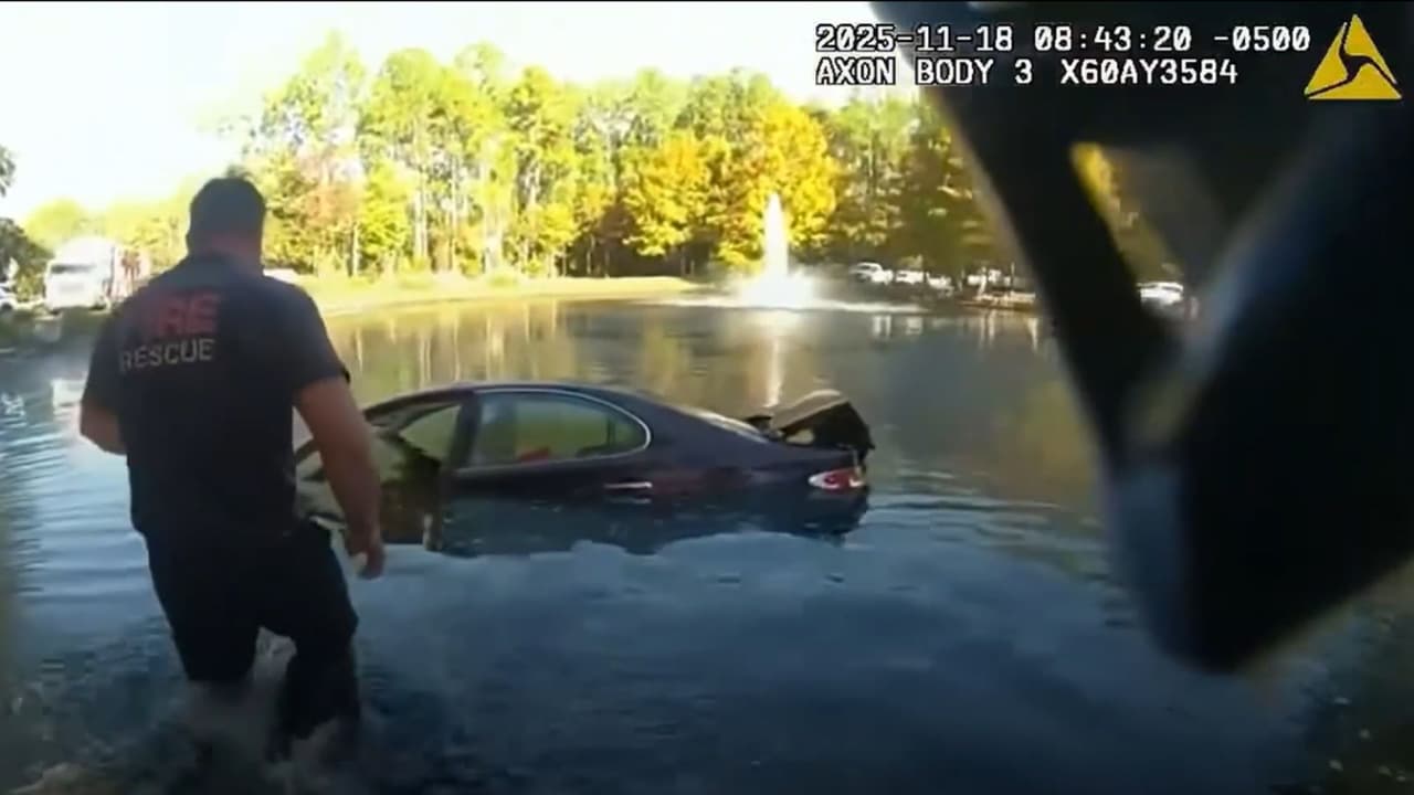 Rescate en St. Johns County: policías salvan a conductor que cayó a un estanque en Florida