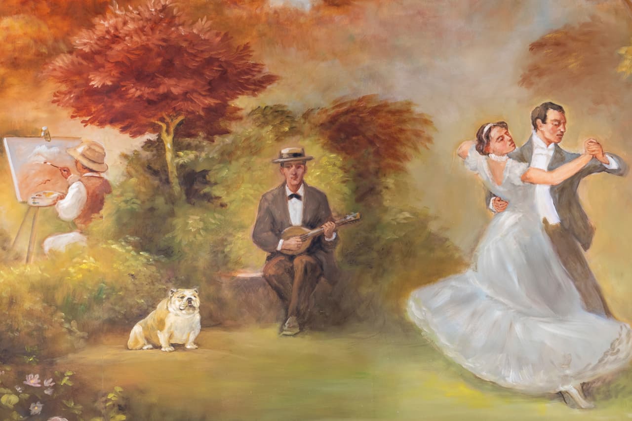 Esta fotografía es de un mural en West Virginia Capitol y fue añadida "Babydog" junto al expresidente Abraham Lincoln (1861-1865), soldados de la guerra civil y otros personajes.