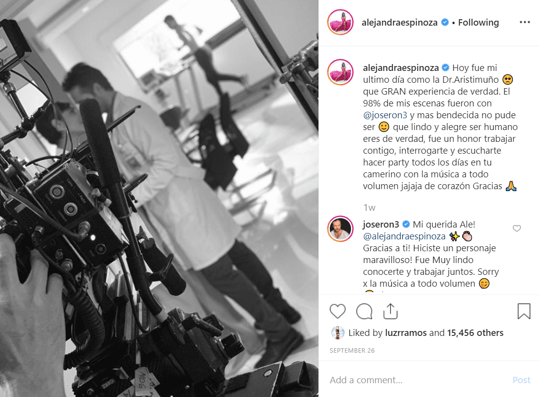 La actriz y presentadora también dedicó una publicación para expresar el cariño que siente por Ron después de haber trabajado junto a él.