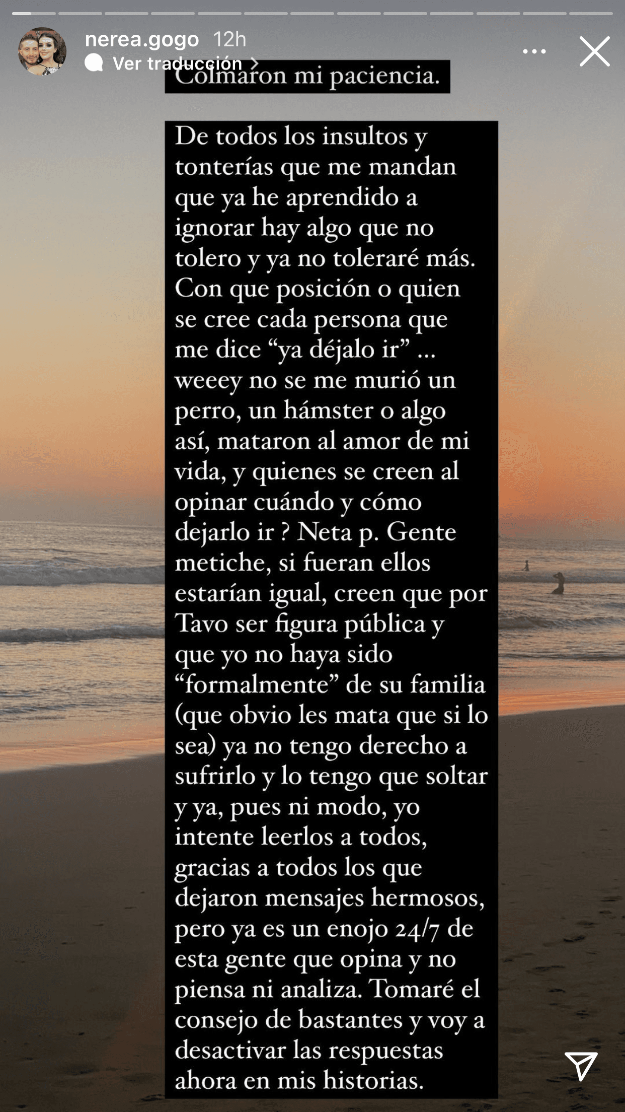 "De todos los insultos y tonterías que me mandan, que ya he aprendido a ignorar, hay algo que no tolero y 
<b>ya no toleraré más</b>", advirtió. 
<br>