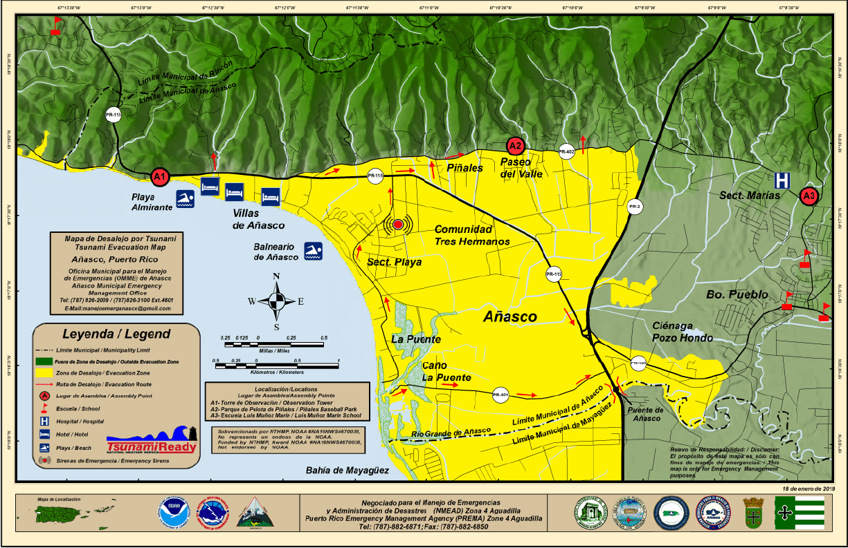 Mapa de desalojo de Añasco