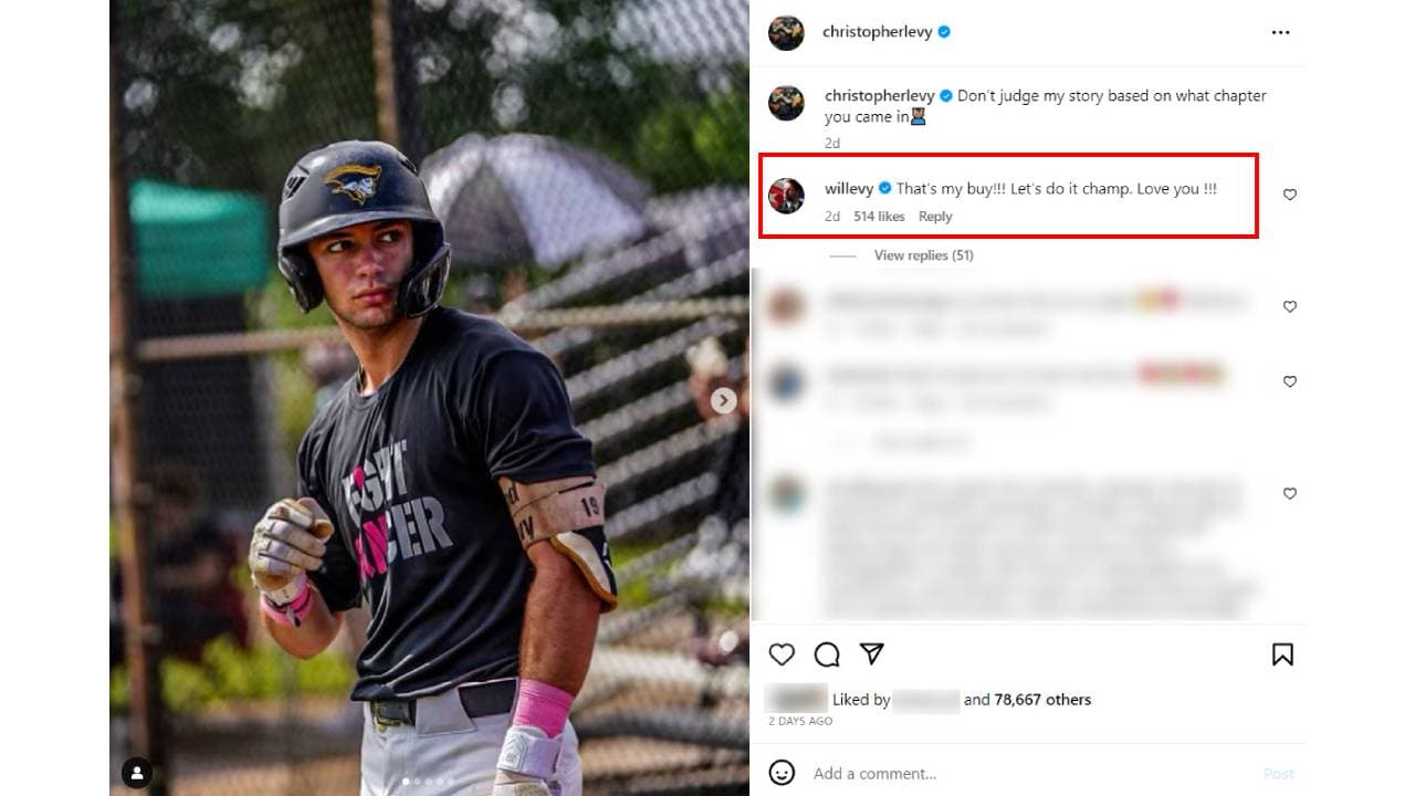 William Levy reacciona al mensaje de su hijo.