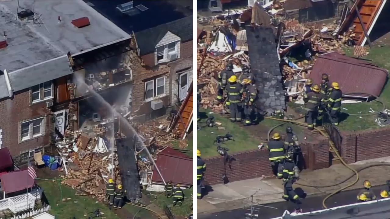 Al menos dos personas resultaron heridas cuando una explosión rasgó el frente de una casa de Algard Street, informó la policía de Filadelfia.
