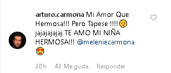 Este fue el mensaje que Carmona le dejó a Melenie debajo de la publicación.
