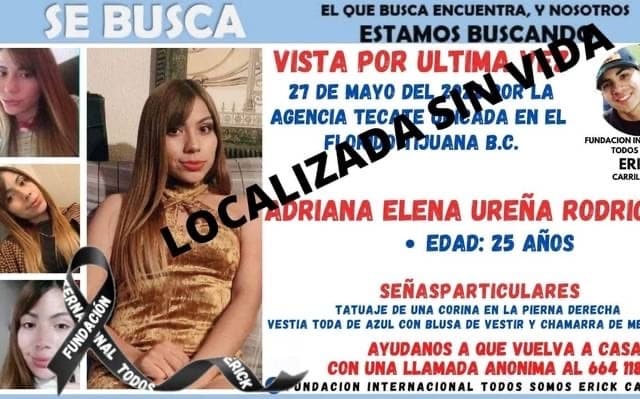 Adriana Elena Ureña Rodríguez falleció en un hospital de Tijuana el 28 de mayo de 2022.