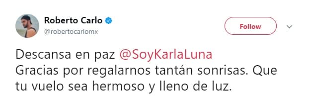 Y en un segundo 'post' el conductor agregó, refiriéndose a Karla, "gracias por regalarnos tantas sonrisas".