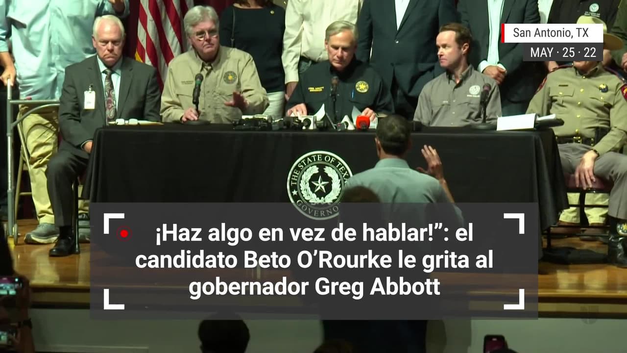 Beto O’Rourke interrumpe al gobernador de Texas durante conferencia sobre el tiroteo