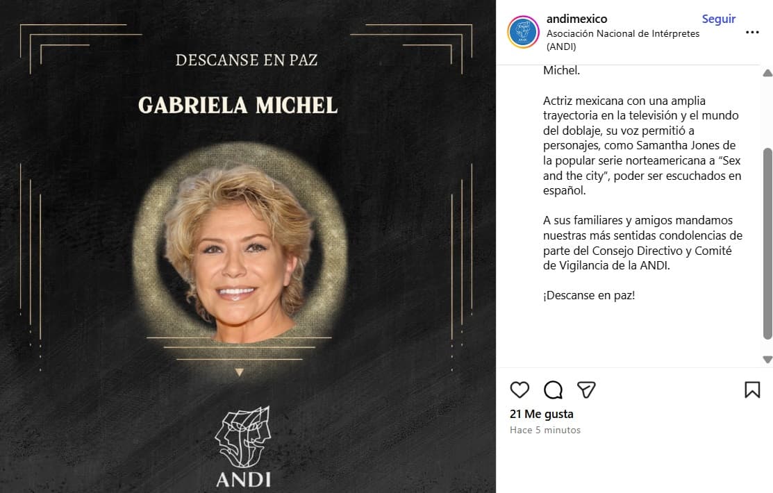 La Asociación Nacional de Intérpretes comunicó la muerte de la mamá de Aislinn Derbez.