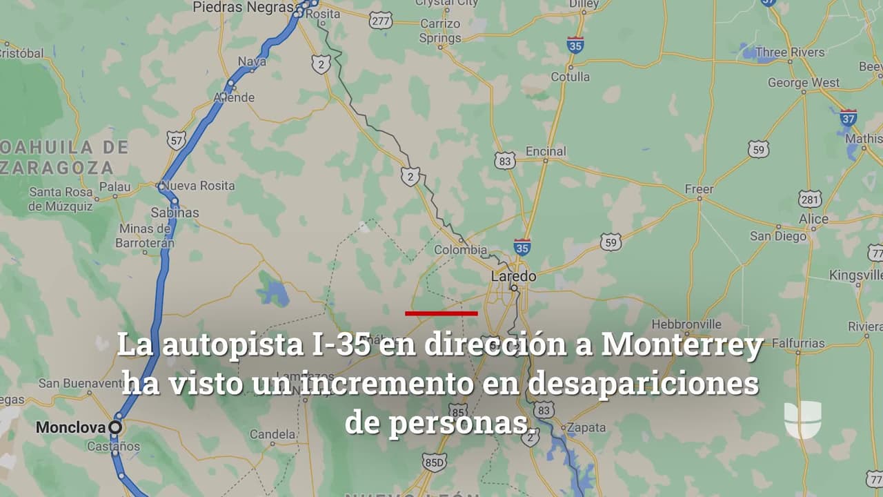 La autopista I-35 hacia el sur en dirección a Monterrey ha visto un incremento en las desapariciones. Varias personas ofrecen rutas alternas si no quieres usar la carretera Nuevo Laredo - Monterrey.