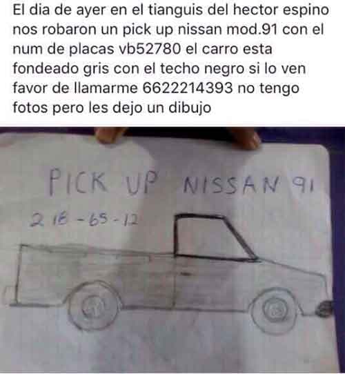 Chevrolet promete regalar pickup a la mujer que hizo viral dibujo de la que le robaron