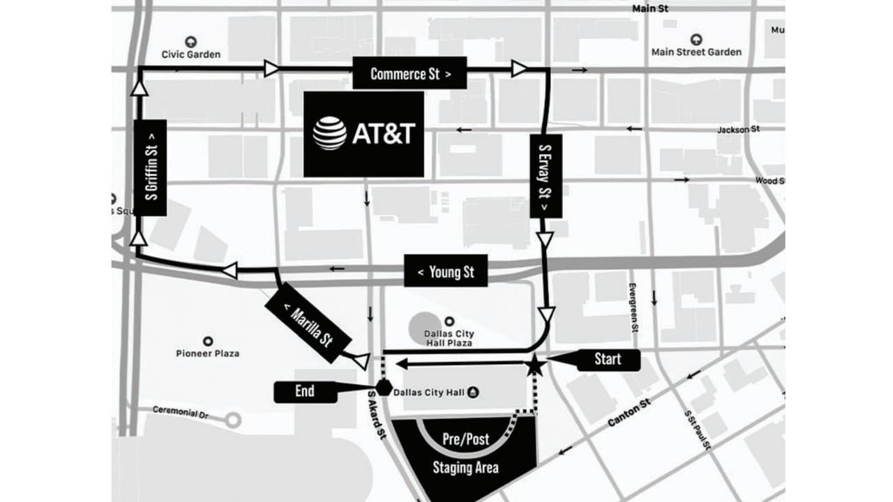En este mapa puedes ver calle por calle el recorrido del Desfile del Día de Muertos por el centro de Dallas. Este será de 6:00 pm a las 7:00pm.