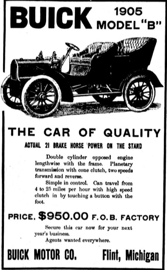 Buick fue fundada en Detroit en 1899 y vendida 5 años más tarde por fundador David Buick. En 1908 Buick era el primer fabricante de la nación. Buick cayó en manos de Willian Crapo Durant quien contrató a su amigo Louis Chevrolet para competir por la compañía, donde el corredor suizo también aprendió sobre diseño y construcción de vehículos. Se formaban las bases de lo que en 1908 se convertiría en General Motors.