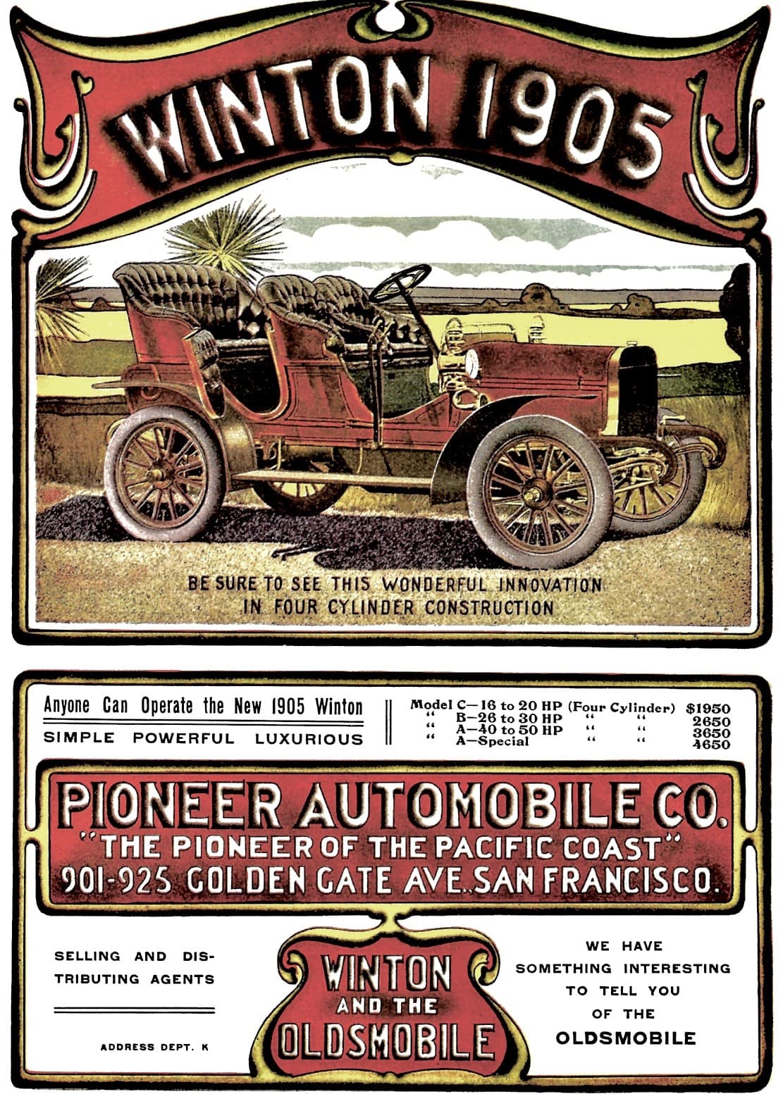 La Winton Motor Carriage Company fue fundada en 1897 por Alexander Winton en Cleveland, Ohio. Winton era un prominente fabricante al inicio del siglo XX y su fundador tuvo un rol protagónico en la promoción de la compañía. A Winton le gustaba correr sus autos contra la competencia hecho que aprovechó el aun desconocido Henry Ford para ganarle dos famosas carreras en 1901 y 1902. Winton perdería una tercera carrera frente a Oldsmobile en 1905.