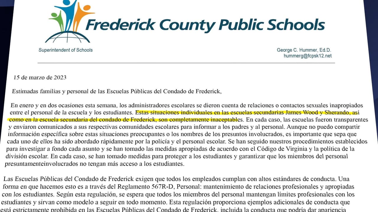 Las cartas fueron enviadas a padres de familia de las escuelas del condado.