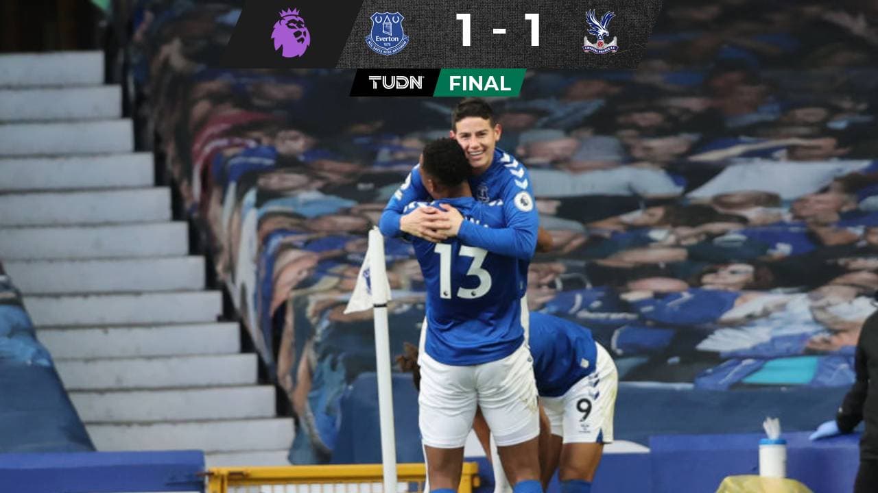 Everton, con gol de James Rodríguez, igualó con Crystal Palace
